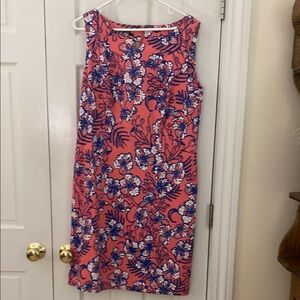 Floral Pink and Blue Sleeveless Dress Talbots size 12
